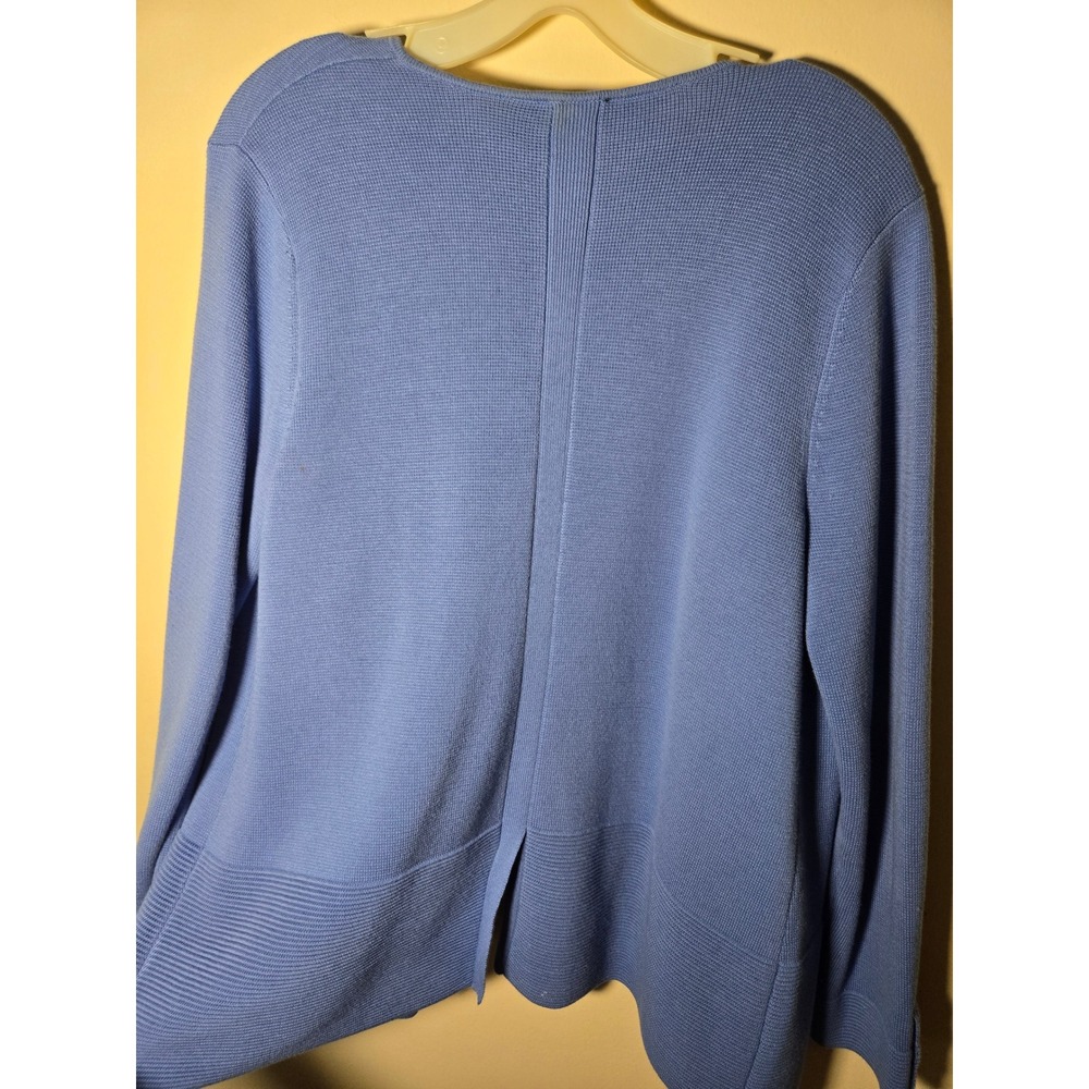 Talbots Cardigan Sweater Womens L/P Blue Excellent Draped Open Front Ribbed Knit - Picture 2 of 13